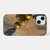Een ruimteschip in een baan om Mars. iPhone 15 Hoesje (Achterkant horizontaal)
