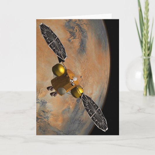 Een ruimteschip in een baan om Mars. Kaart (Voorkant)