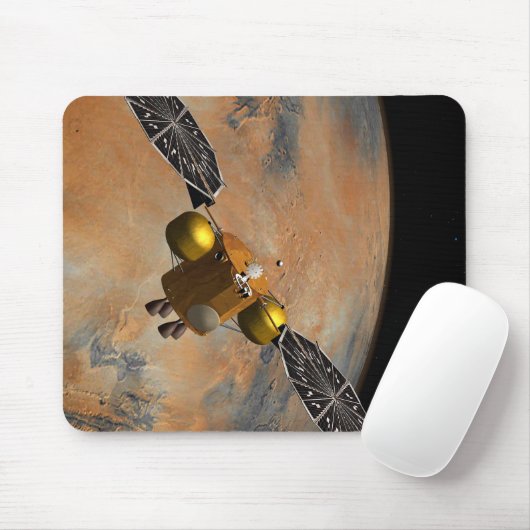 Een ruimteschip in een baan om Mars. Muismat (Met muis)