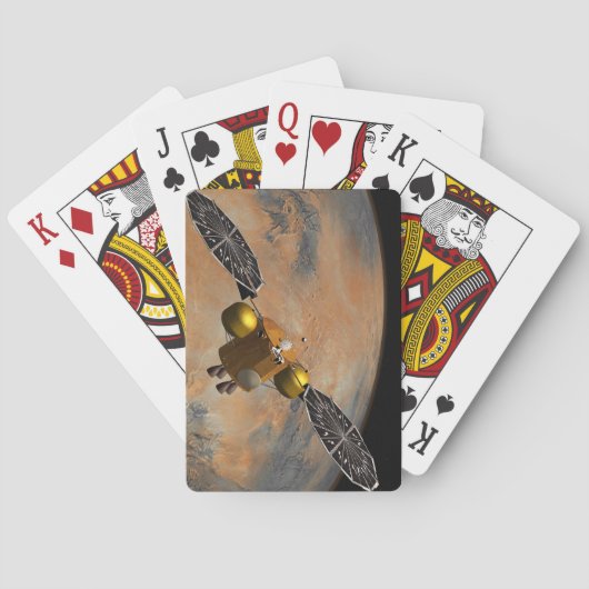Een ruimteschip in een baan om Mars. Pokerkaarten (Achterkant)