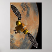 Een ruimteschip in een baan om Mars. Poster (Voorkant)