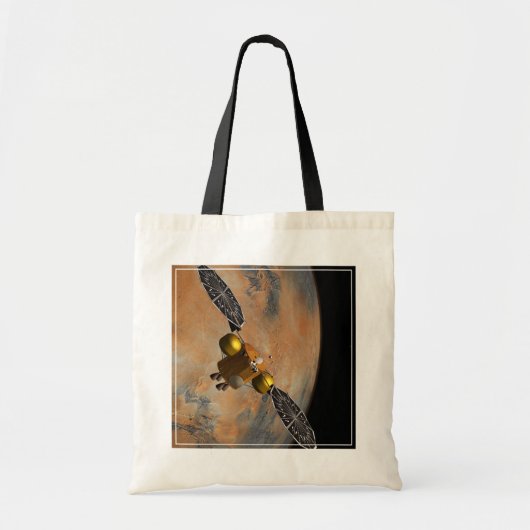 Een ruimteschip in een baan om Mars. Tote Bag (Voorkant)