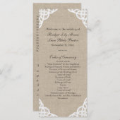 Een rustieke kant & Burlap bruiloft programma (Voorkant / Achterkant)