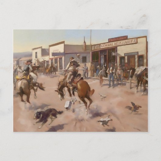 “Een rustige dag in Utica” van Charles M Russell Briefkaart (Voorkant)