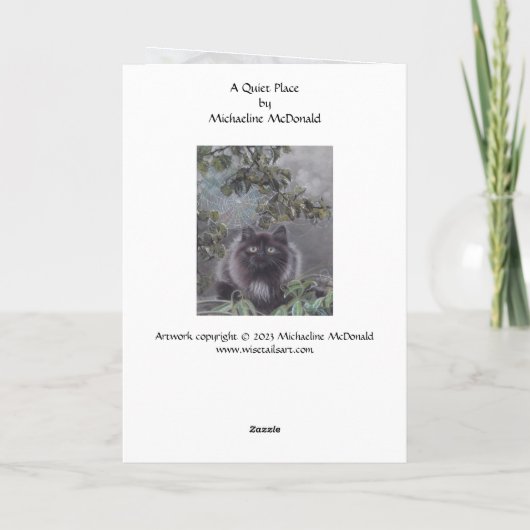 Een rustige plek - Cat en Spiderweb Wenskaart Bedankkaart (Achterkant)