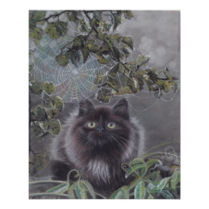 Een rustige plek - Kitten en Spiderweb Poster Perfect Poster