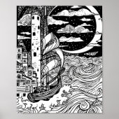 Een rustige strand hangmat print kunst (Voorkant)