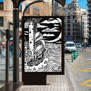 Een rustige strand hangmat print kunst