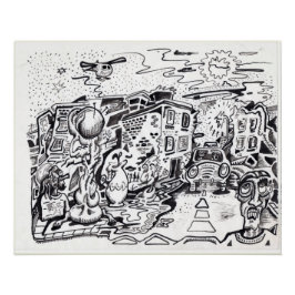 Een 's nachts thuisglanzend poster perfect poster