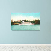 Een Sacramento River Scene met een Riverboat Canvas Afdruk (Insitu (Houten vloer))
