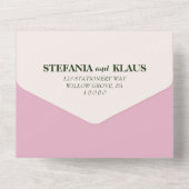 Een 'Sage' en 'Blush Modern minimalist' All In One Uitnodiging (Achterkant)