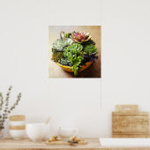 Een salad Bowl van Succulenten Poster (Keuken)