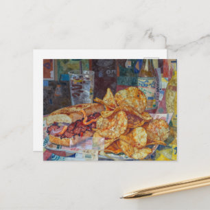 Een sandwich en chips collage briefkaart