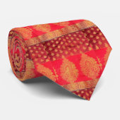Eén Sari Stropdas Red en Gold Added Fabric to back (Opgerold)
