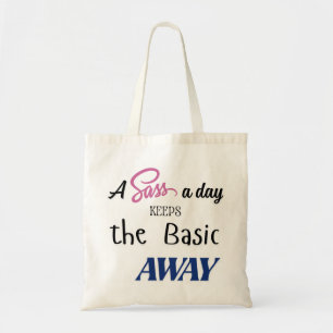 "Een Sass per dag houdt de basis weg" canvas tas