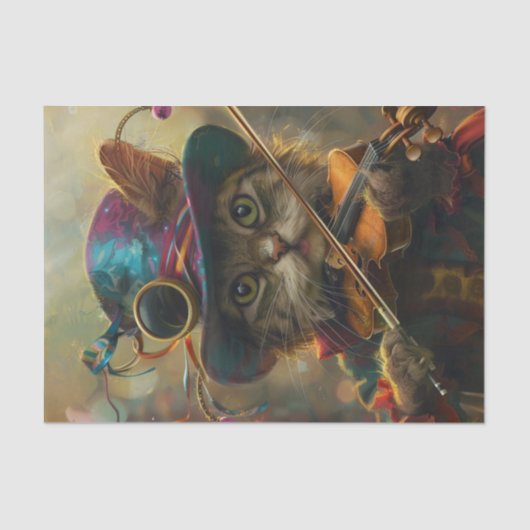 Een sassy kat die een viool speelt tissuepapier (Voorkant)