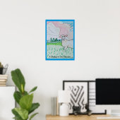 Een schaap in de wei Dikke Azure Blue Border Poster (Thuiskantoor)