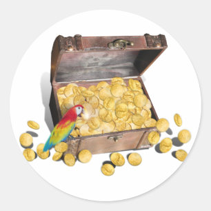 Een schatkist van Pirate Ronde Sticker