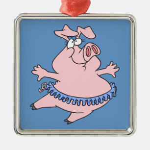 een schattig balletje ballerina in een tutu - vark metalen ornament