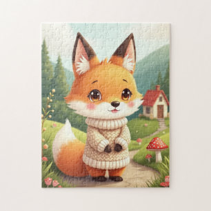 Een schattig en lief voskarakter legpuzzel