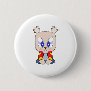 Een schattig en stijlvol beer met een oorpiercing ronde button 5,7 cm