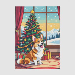 Een Schattig Festief Corgi Kerstfeest Tissuepapier