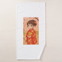 Een schattig Japans meisje in een kersenbloesemtui