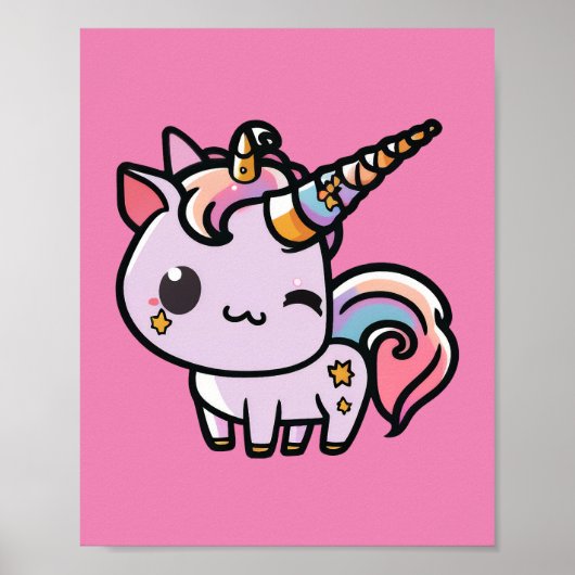 Een schattig kawaii eenhoorn poster (Voorkant)