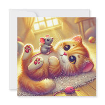 Een schattig Kitten en Muis Print Design
