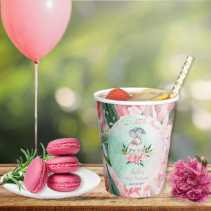 Een schattig klein muisje is op weg meisje Baby sh Papieren Bekers