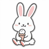 Een schattig konijntje met ijs sticker (Voorkant)