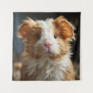 Een schattig krullend Texels cavia met zacht bont Wandkleed