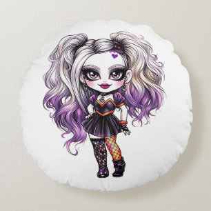 Een Schattig Meisje Halloween Design Collectie 18 Rond Kussen