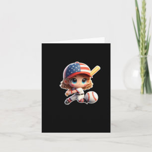 Een Schattig Meisje Honkbal Sport Sticker Kaart