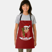 Een schattig peuter die een kerstcadeau vasthoudt schort (Insitu)