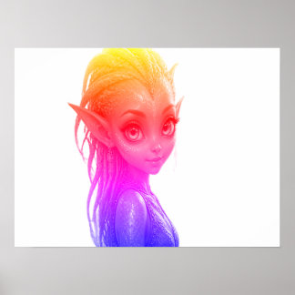 Een Schattig Roze Buitenaards Alien Meisje Op een Poster