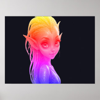 Een Schattig Roze Buitenaards Alien Meisje Op een Poster