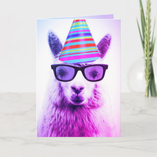 Een Schattige alpaca in een bril, verjaardag Kaart