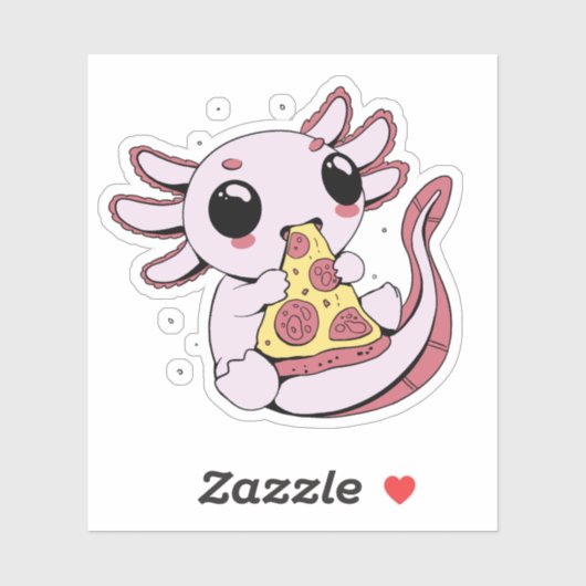 Een schattige axolotl die pizza eet sticker (Vel)