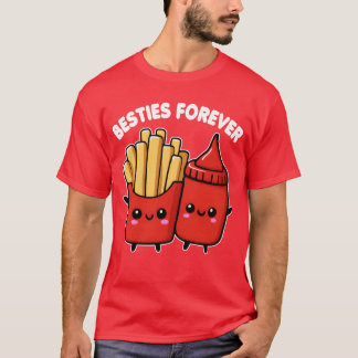 Een schattige beste vrienden ketchup en friet voor t-shirt