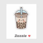 Een schattige bruine kawaii boba thee sticker (Vel)