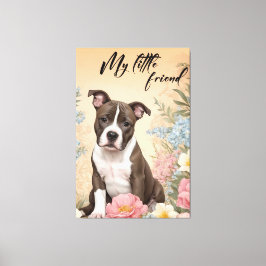 Een schattige bruine Staffordshire Terrier puppy Canvas Afdruk