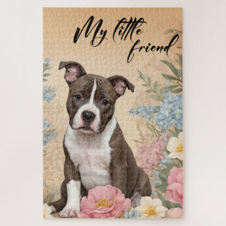 Een schattige bruine Staffordshire Terrier puppy Legpuzzel