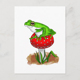 Een schattige Hand getrokken kikker op een grillig Briefkaart