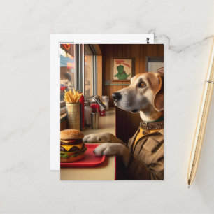 Een schattige hond bij het Diner Briefkaart