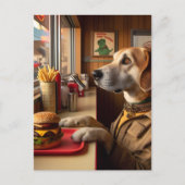 Een schattige hond bij het Diner Briefkaart (Voorkant)
