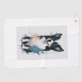 Een schattige hond Border Collie Golfhanddoek (Horizontaal)