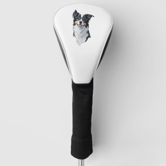 Een schattige hond Border Collie Golfheadcover (Voorkant)