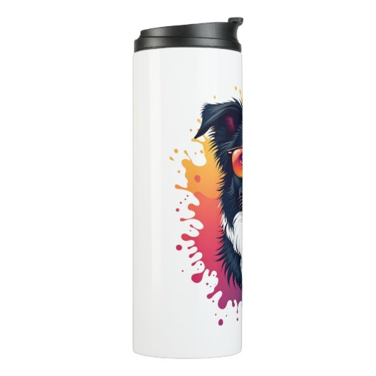 Een schattige hond Border Collie [RB#10009] Thermosbeker (Gedraaid links)