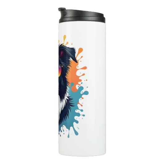 Een schattige hond Border Collie [RB#10009] Thermosbeker (Geroteerd rechts)